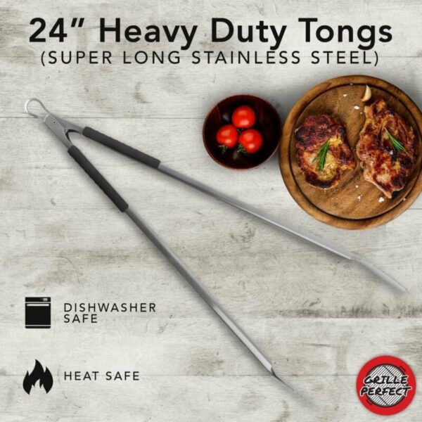 Grill Tongs Super Long 24-inch Heavy Duty - Image 2